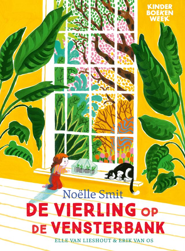 De vierling op de vensterbank plat